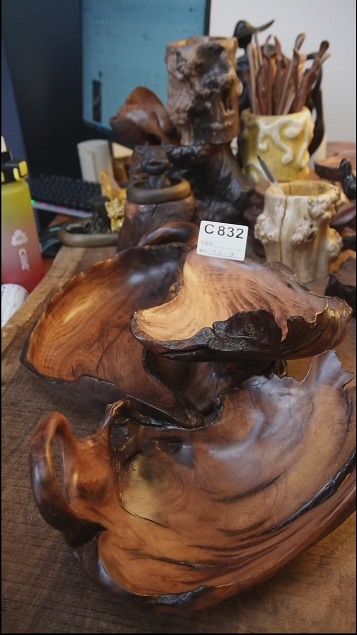 浪*832紫油木果盘3个