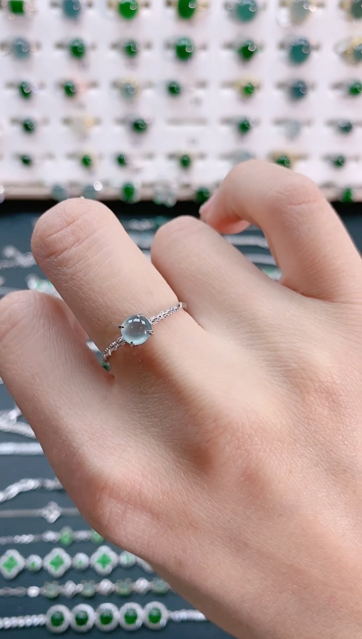 【闪购商品】翡翠戒指银S925镶嵌天然翡翠