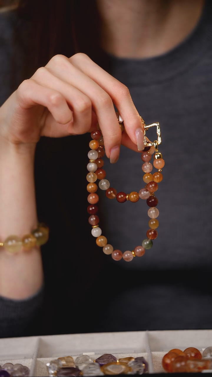 项链合金水晶兔毛项链