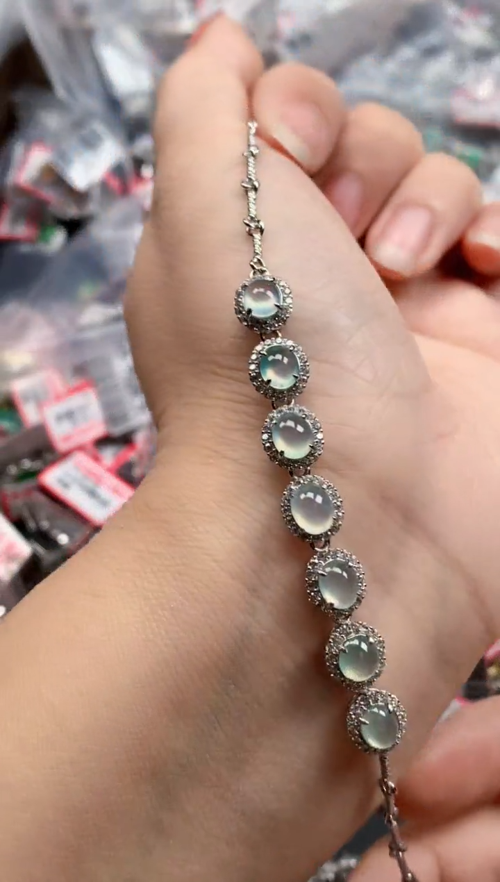 银S925镶嵌戒指翡翠天然A货缅甸翡翠