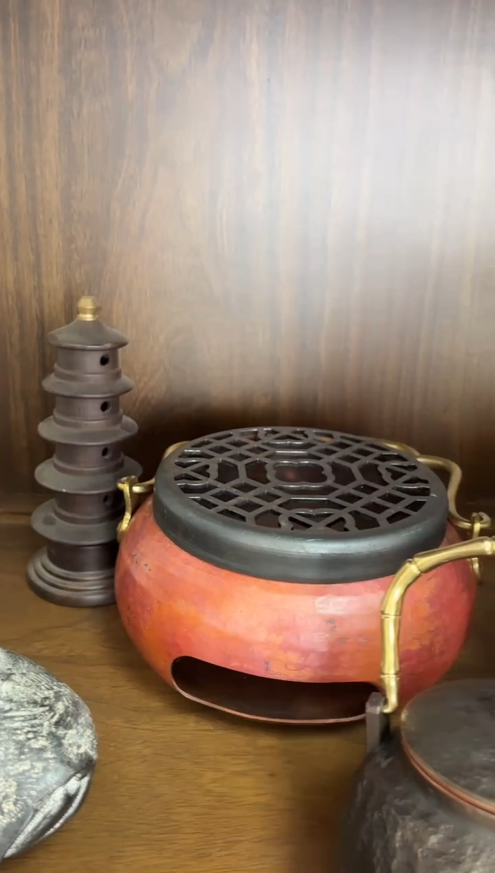 一****?样品 提梁紫铜炭炉   