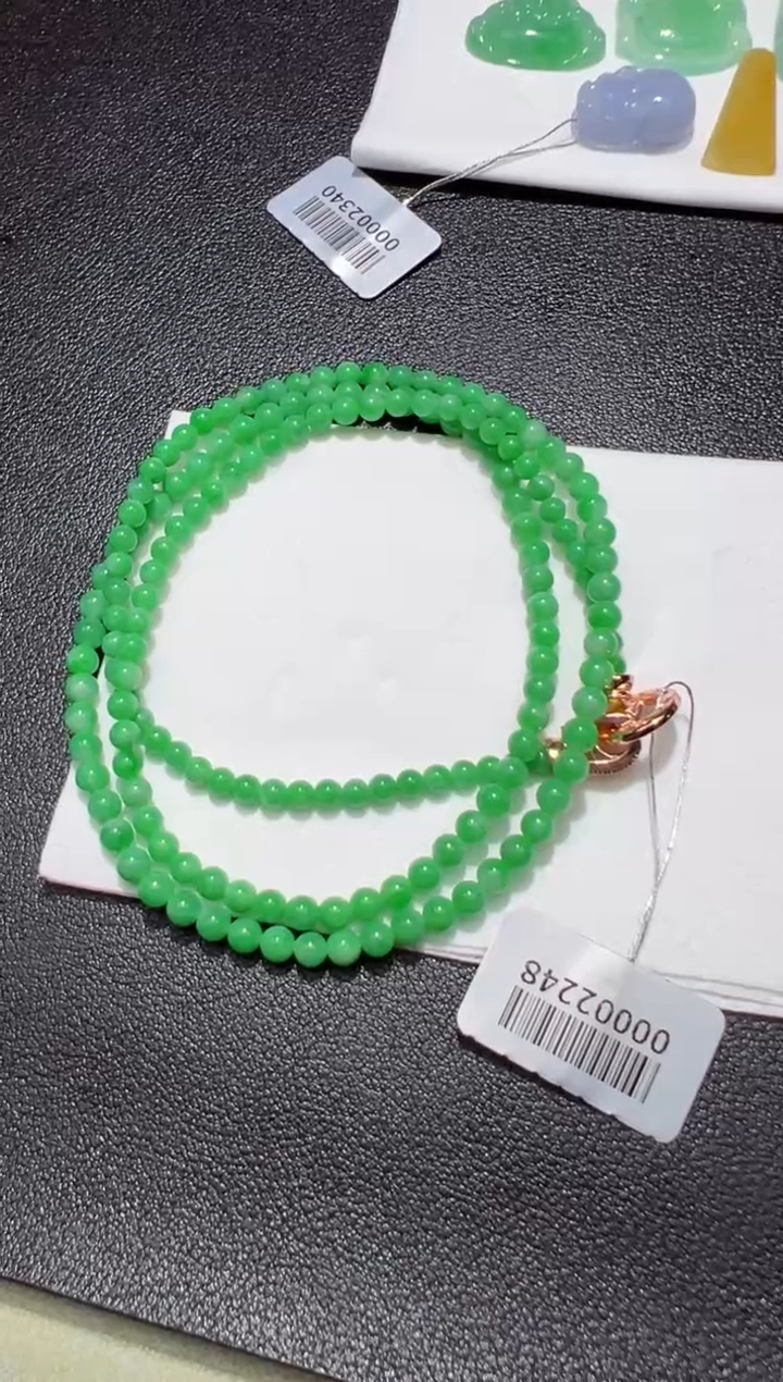 【闪购商品】翡翠颈饰未镶嵌（成品三天鉴赏期）3.1-4.0mm珠链