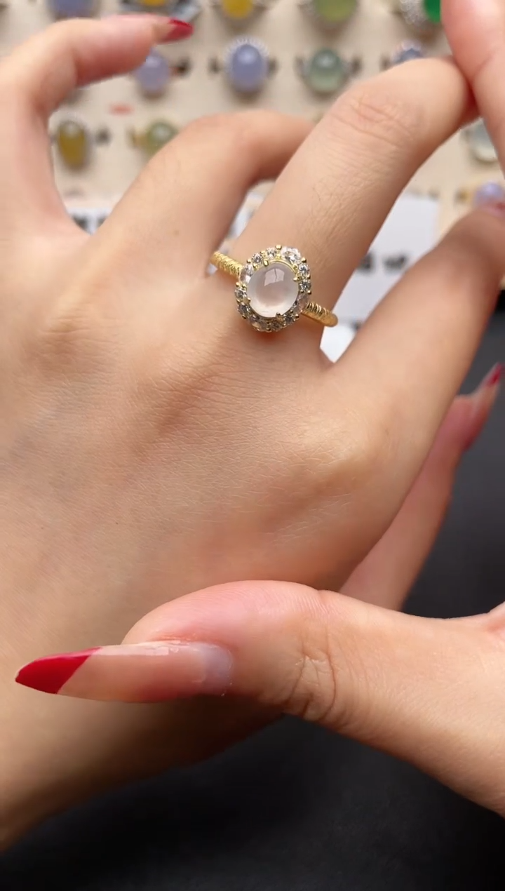 【闪购商品】翡翠戒指银S925镶嵌一物一证一礼盒