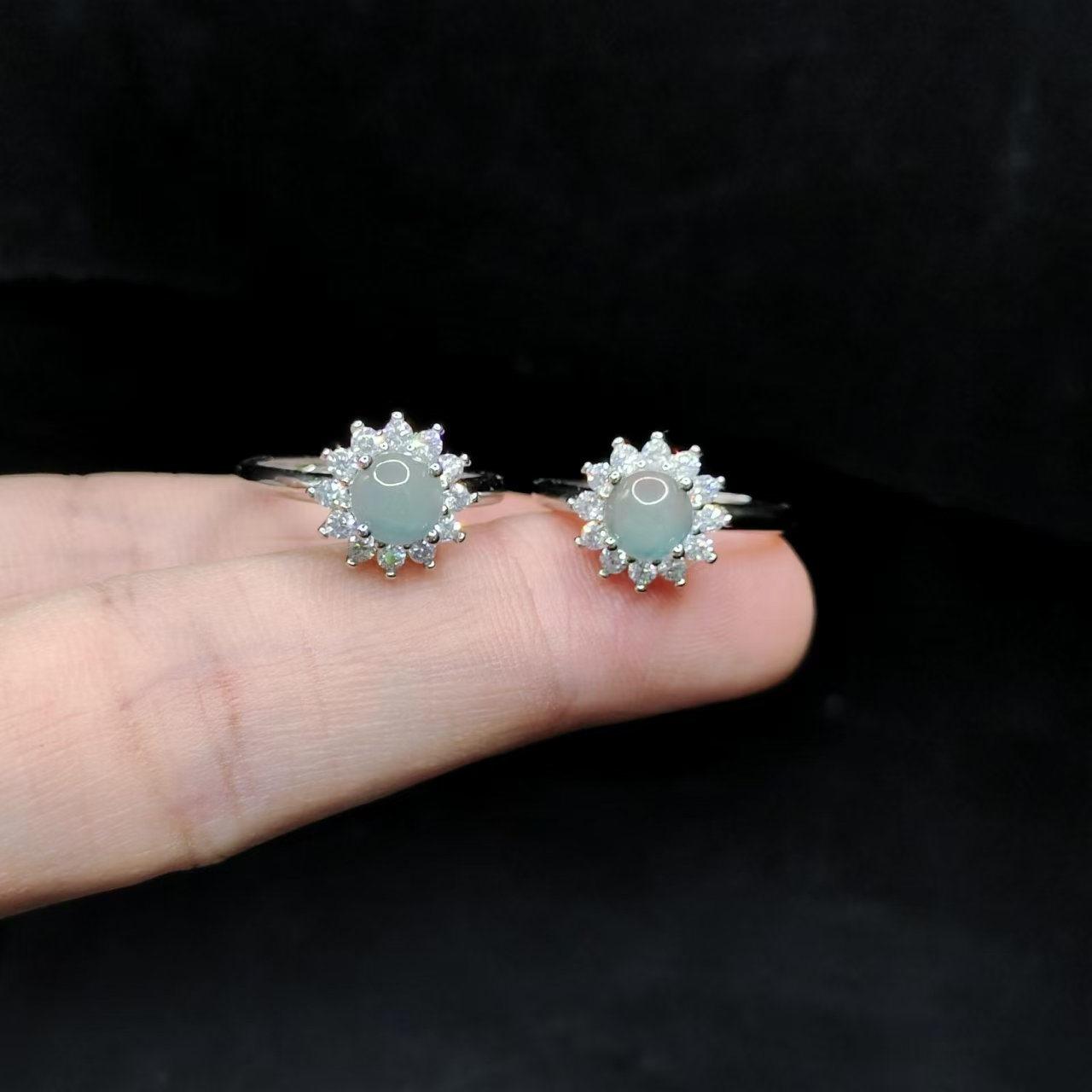 【康康严选】翡翠太阳花蛋面戒指X21【多样性发其一】约5mm+