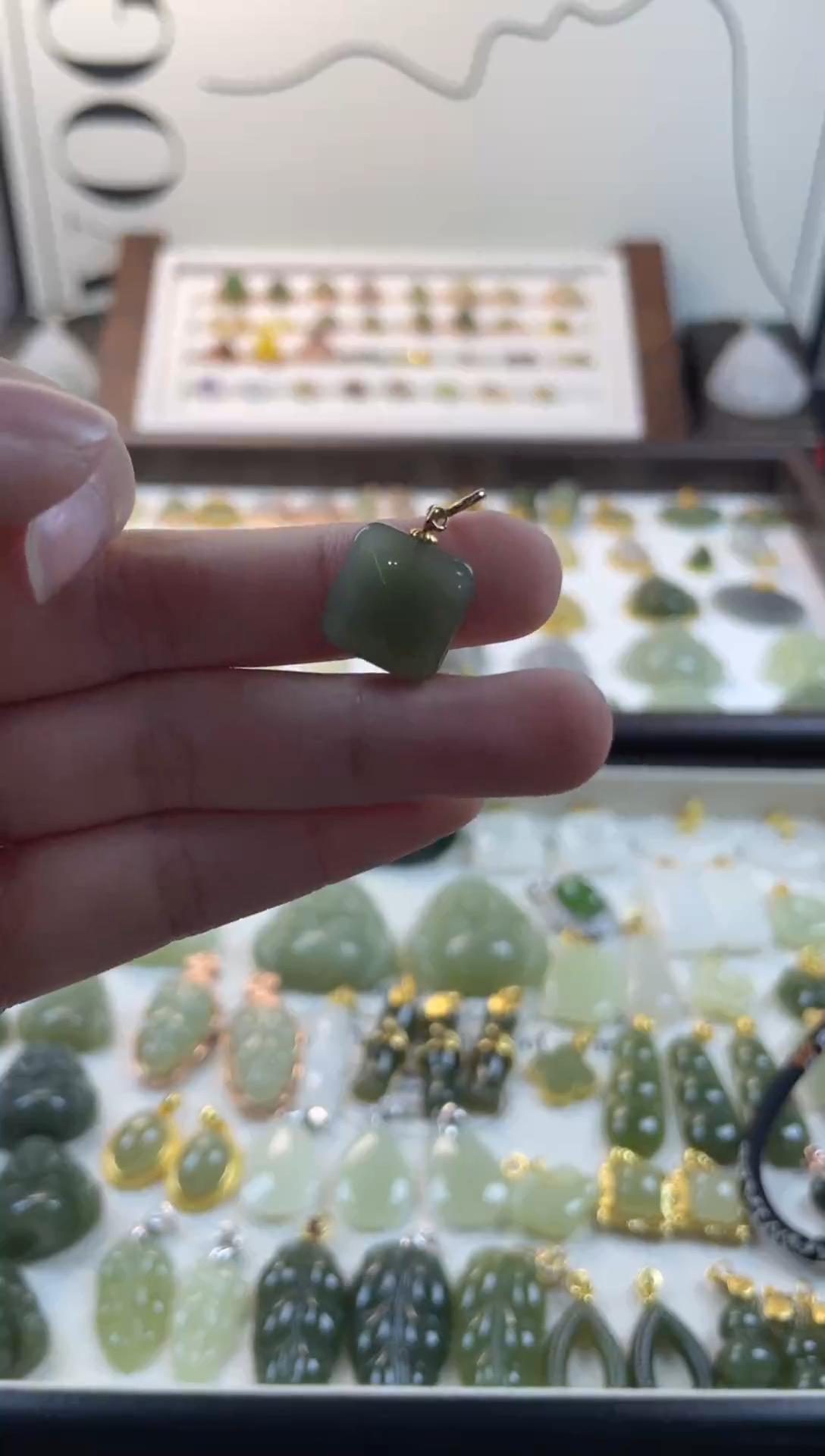 吊坠(不含链)银S925镶嵌和田玉小方糖