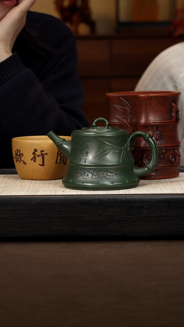 茶壶紫砂【P015】祥云竹段 300c WHJ