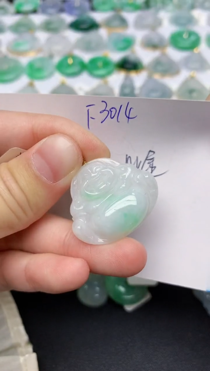 颈饰18K金镶嵌翡翠天然缅甸A货翡翠百元以上9元证书费自理