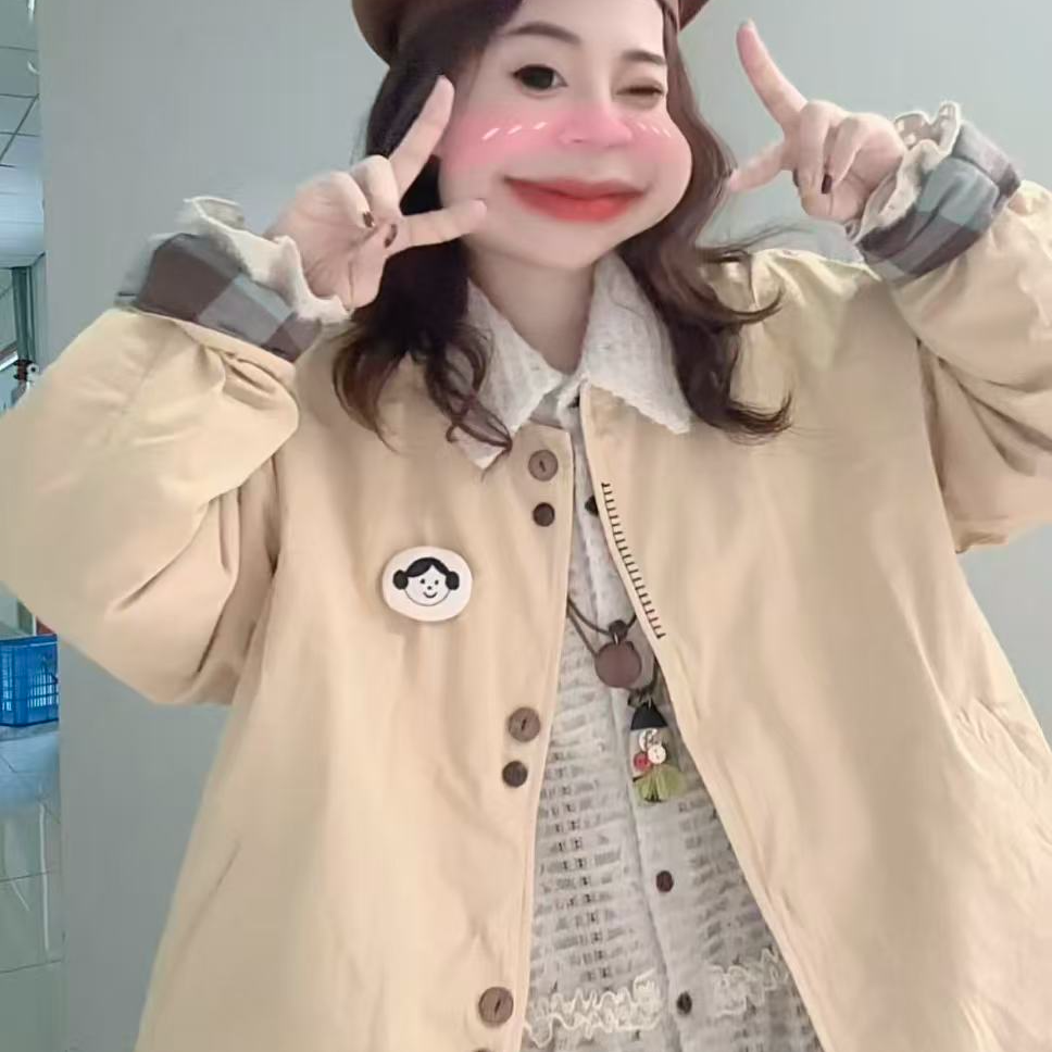 丽丽-2推荐【极轻至简】2025新款日系圆领慵懒宽松夹棉外套