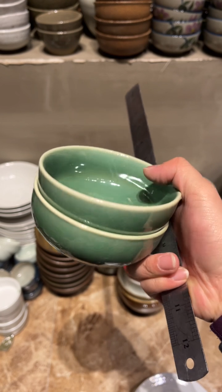 【闪购商品】瓷片123 翡翠绿的小碗2个