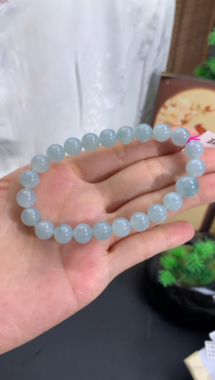 未镶嵌手串翡翠蓝底 卡8.1-9.6mm