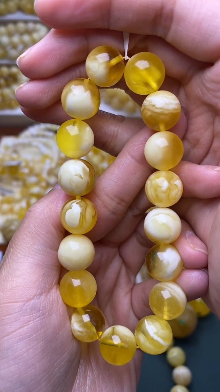 裸石琥珀未镶嵌蜜蜡.47 手串卡12+