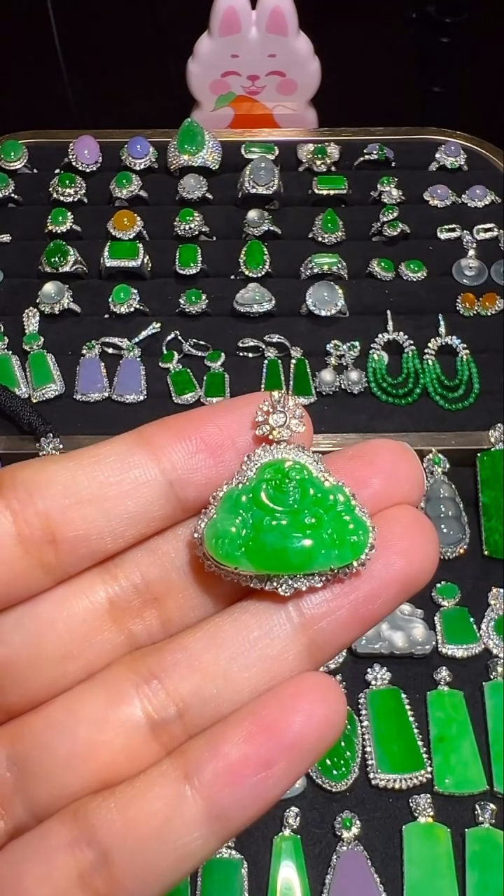 吊坠(不含链)18K金镶嵌翡翠吊坠