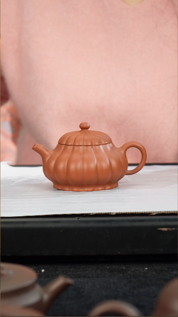 茶壶紫砂S****️生砂朱泥筋纹菊蕾150