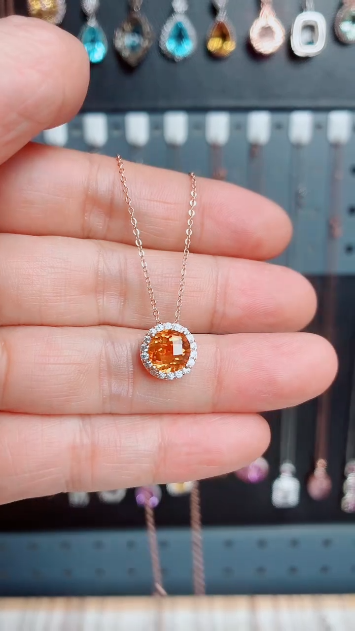 吊坠(赠链)银S925镶嵌黄晶黄晶吊坠