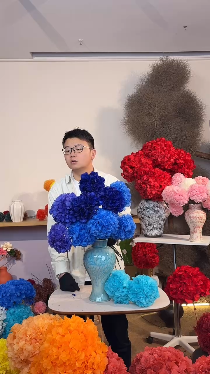 漂色永生绣球小球10枝—宝蓝3/湖蓝3/天空蓝4