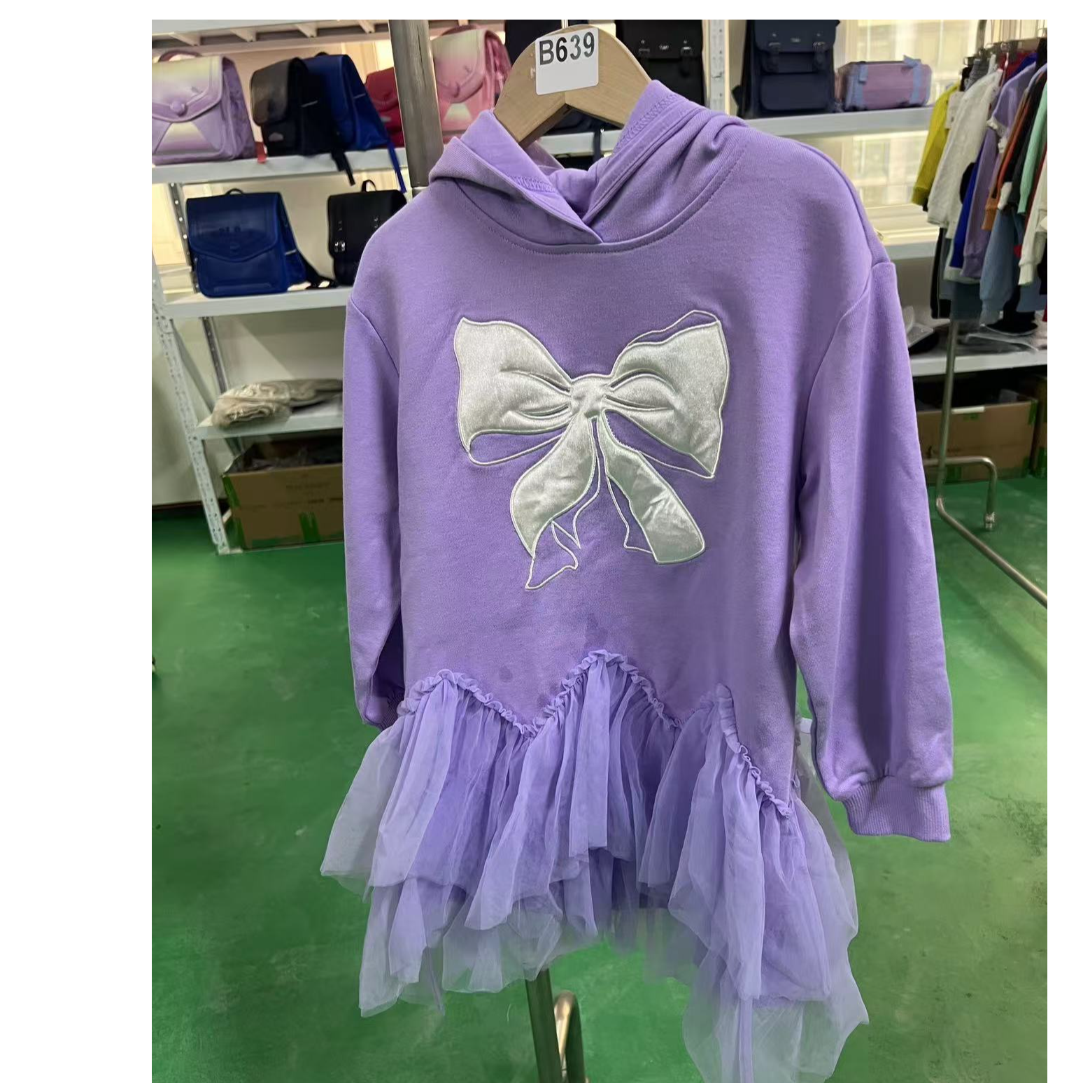 儿童春季紫色大蝴蝶结连衣裙639