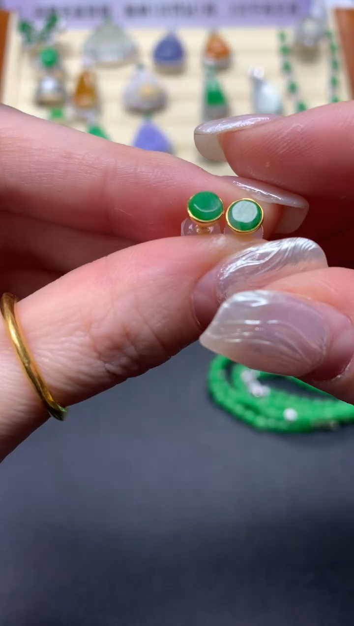 【闪购商品】翡翠耳饰18K金镶嵌耳饰|680+68