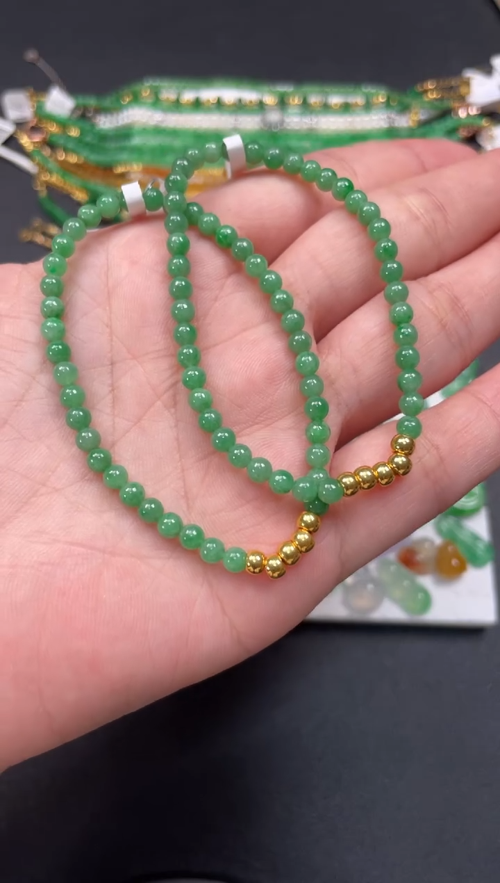 翡翠足金镶嵌套链多样性  发货一条   P564