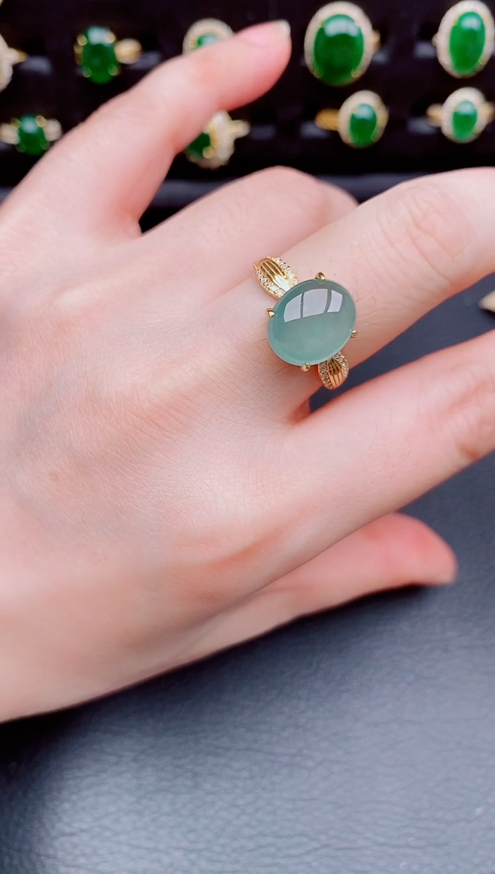 【闪购商品】翡翠戒指银S925镶嵌天然a货翡翠138