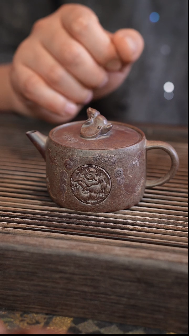 茶壶紫砂五福临门 150cc