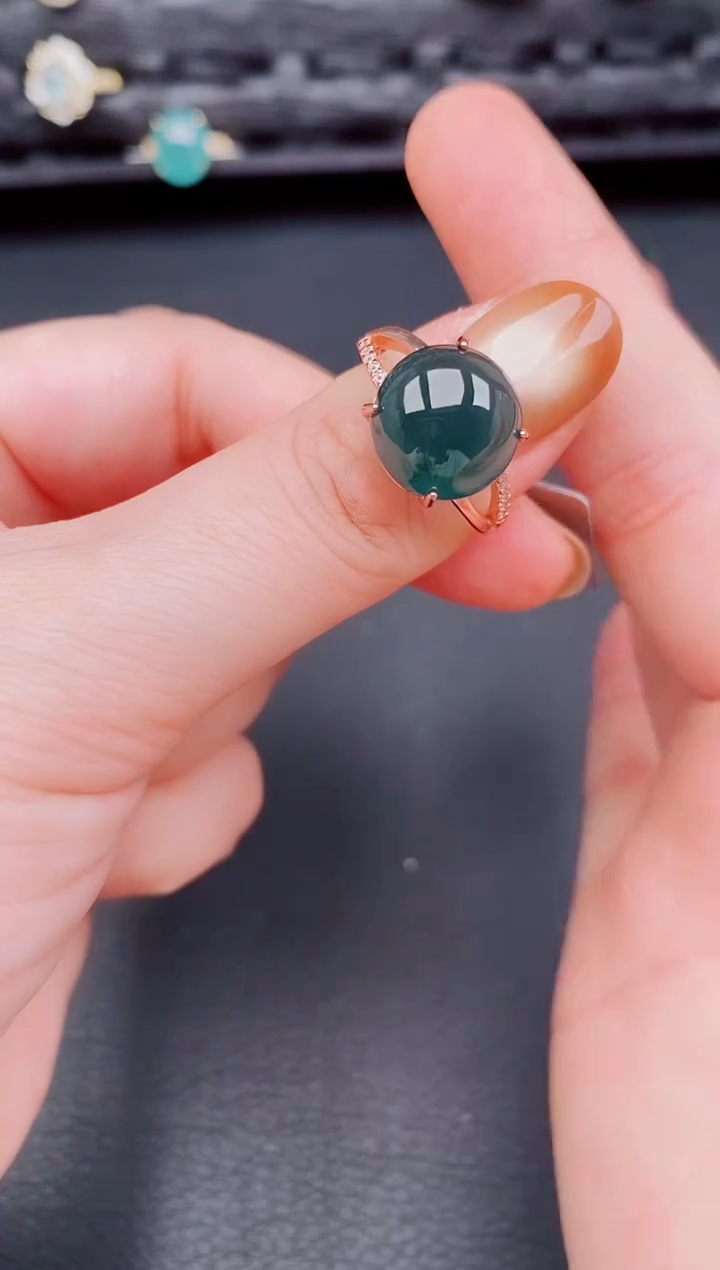 【闪购商品】翡翠戒指银S925镶嵌天然a货翡翠129