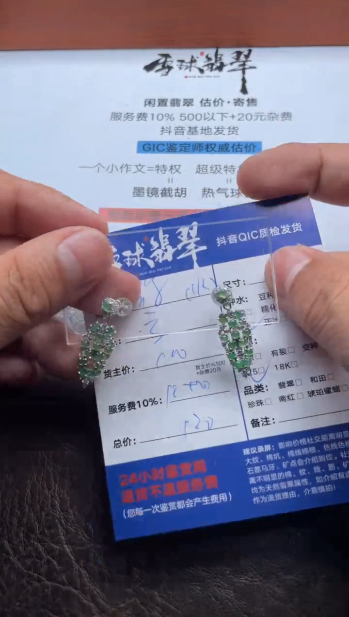 银S925镶嵌翡翠耳饰徐*熙12351126824