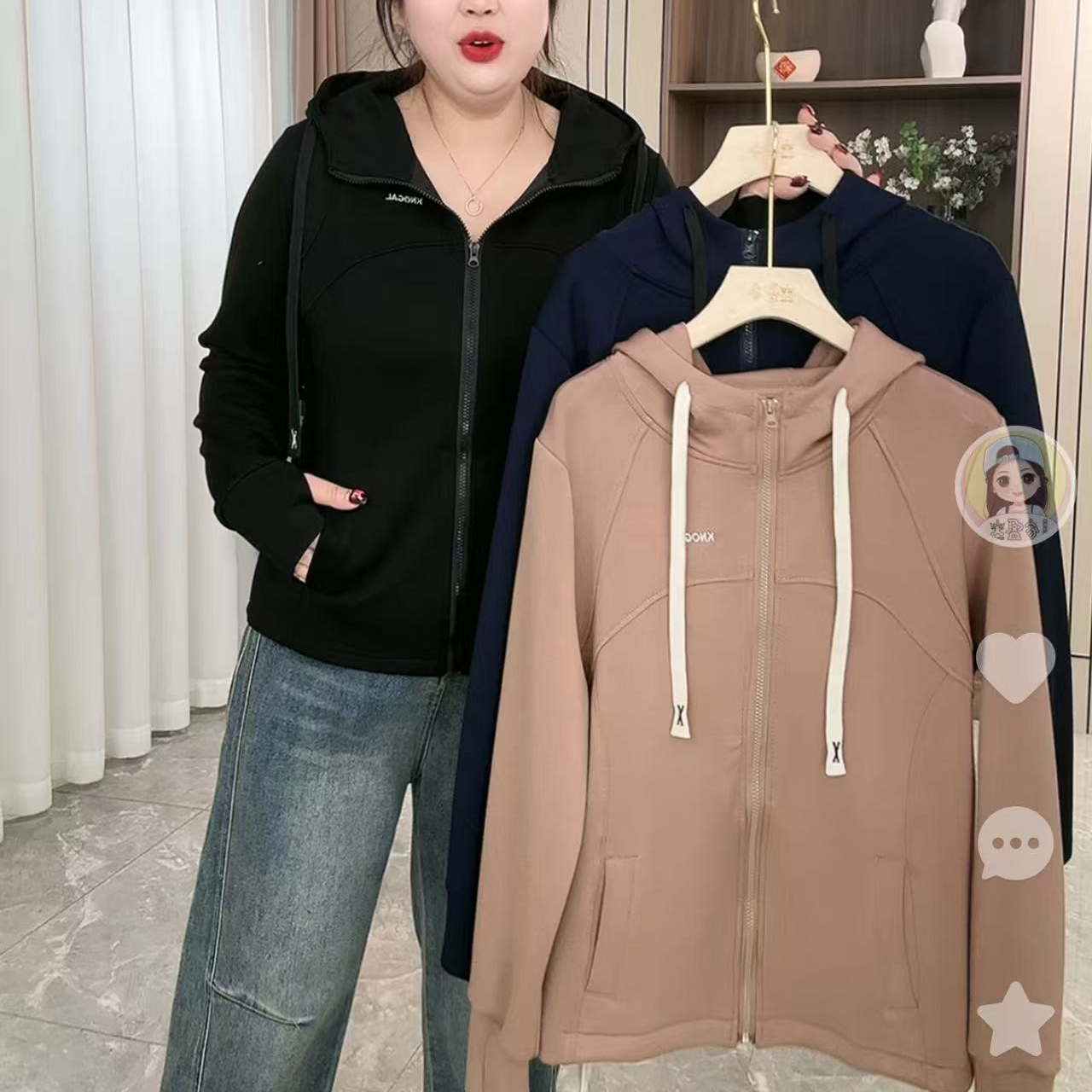 8076春款巨显瘦连帽瑜伽服