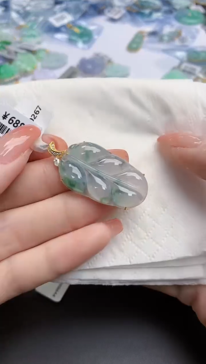 【闪购商品】翡翠颈饰18K金镶嵌天然缅甸翡翠A货