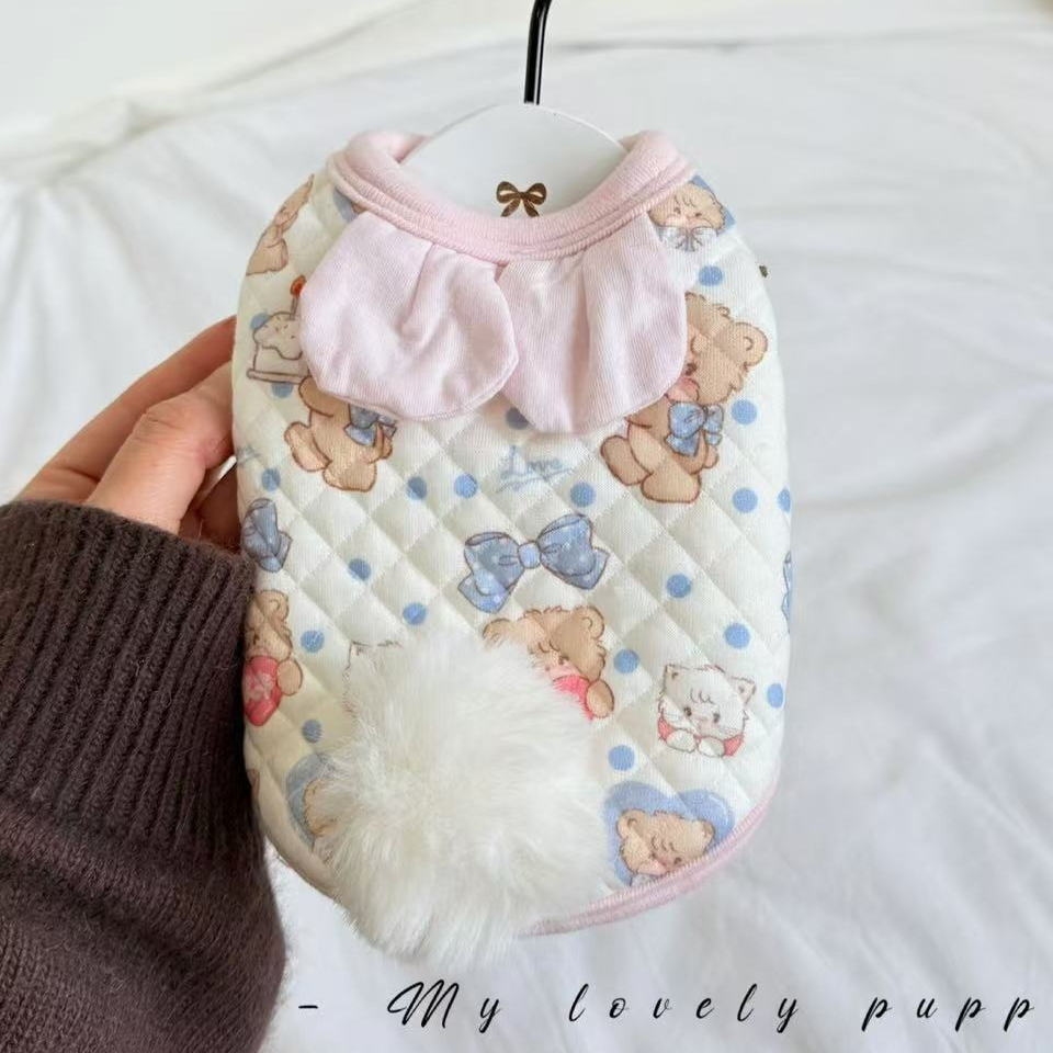 加绒狗狗宠物衣服可爱泰迪比熊马尔济斯防掉毛保暖背心马甲秋冬季