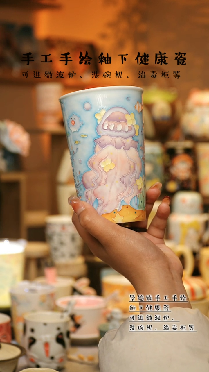 【闪购商品】杯景德镇高温釉下彩陶瓷&S037