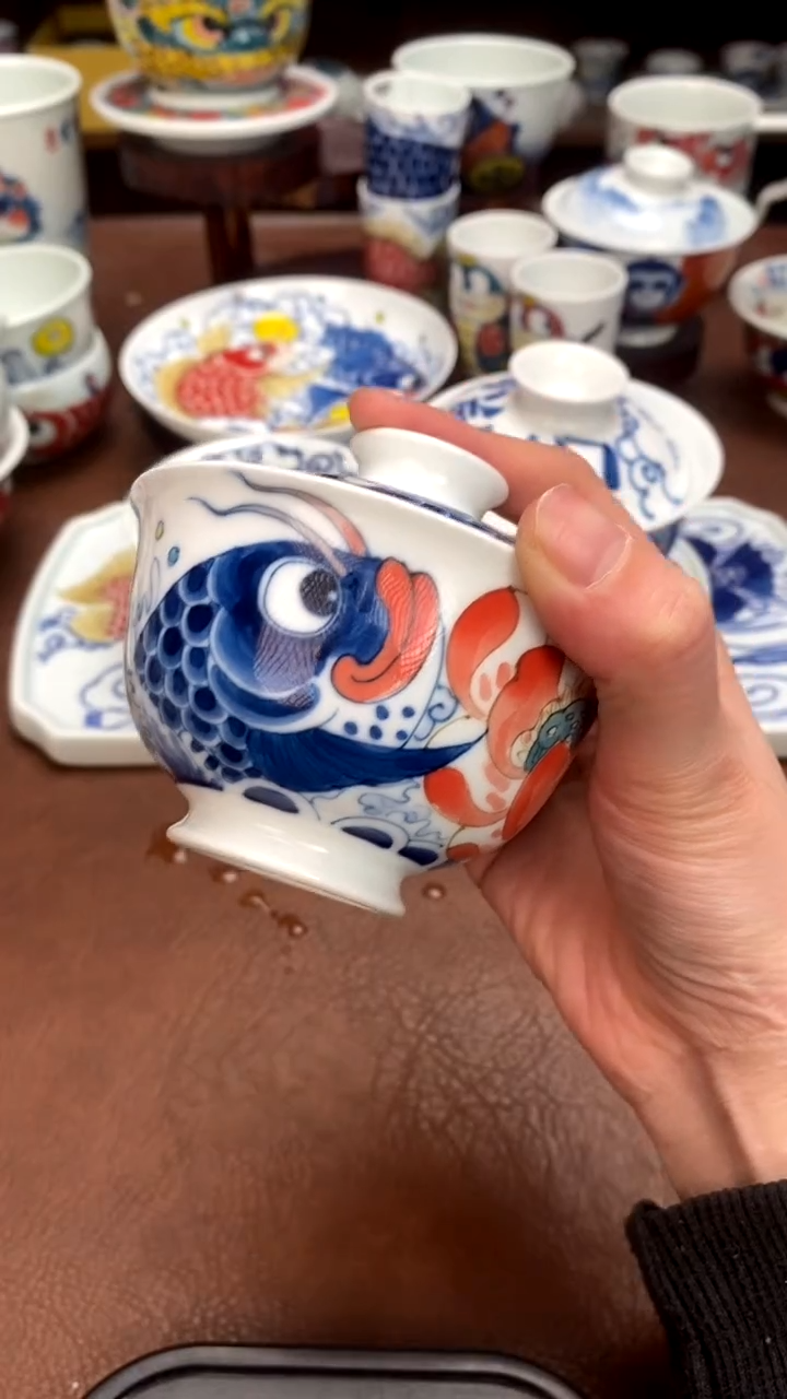 【闪购商品】莲年有鱼两才盖碗昨明陶瓷
