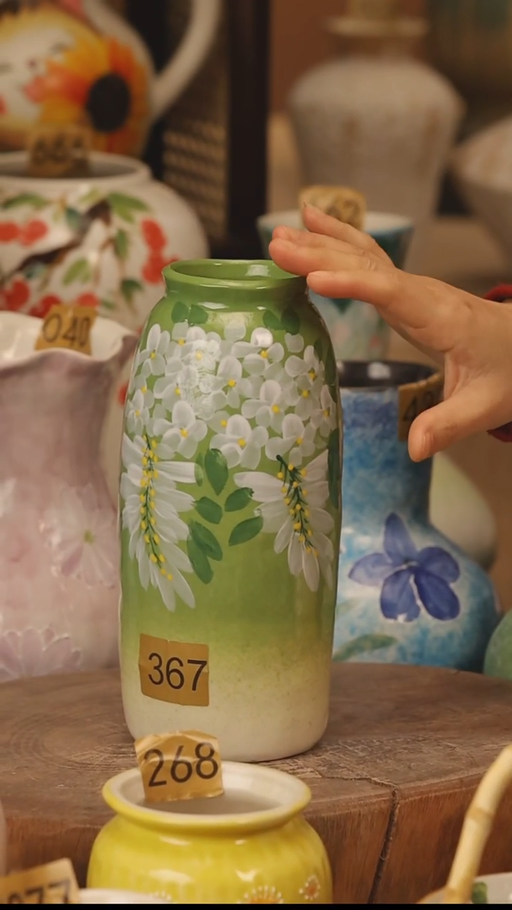 陶瓷景德镇设计师手作花器摆件侘寂风@M367@