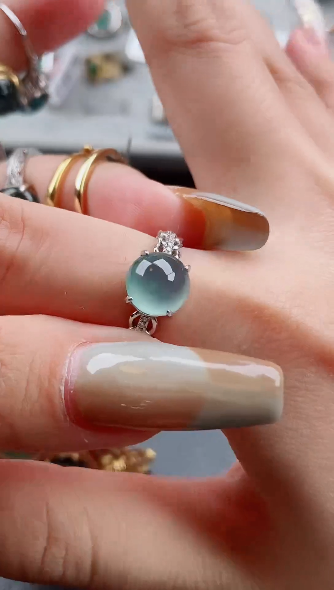 【闪购商品】翡翠戒指银S925镶嵌戒指88