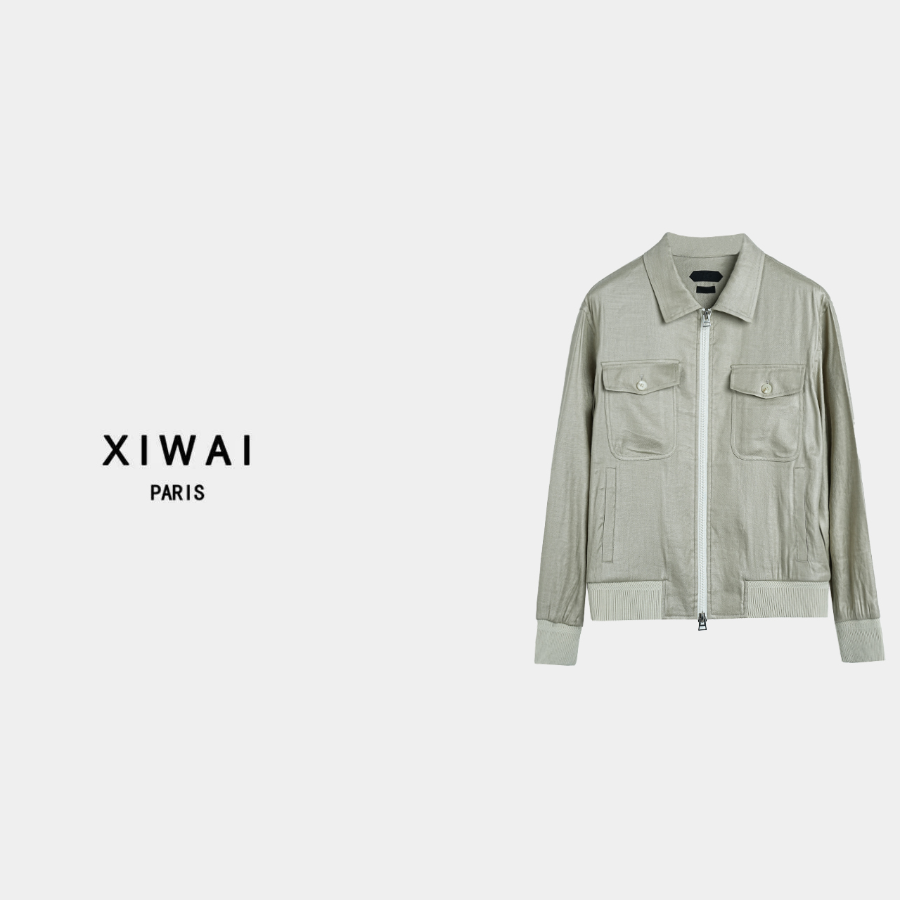 高级男装 春夏新品25s男士亚麻混纺面料休闲翻领夹克外套 8029