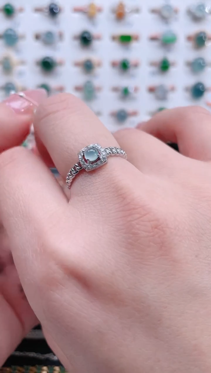 银S925镶嵌戒指翡翠天然翡翠