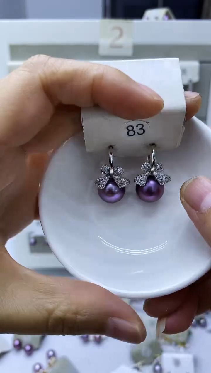 银S925镶嵌淡水珍珠耳饰83