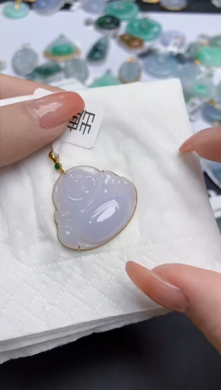 【闪购商品】翡翠颈饰18K金镶嵌天然缅甸翡翠A货