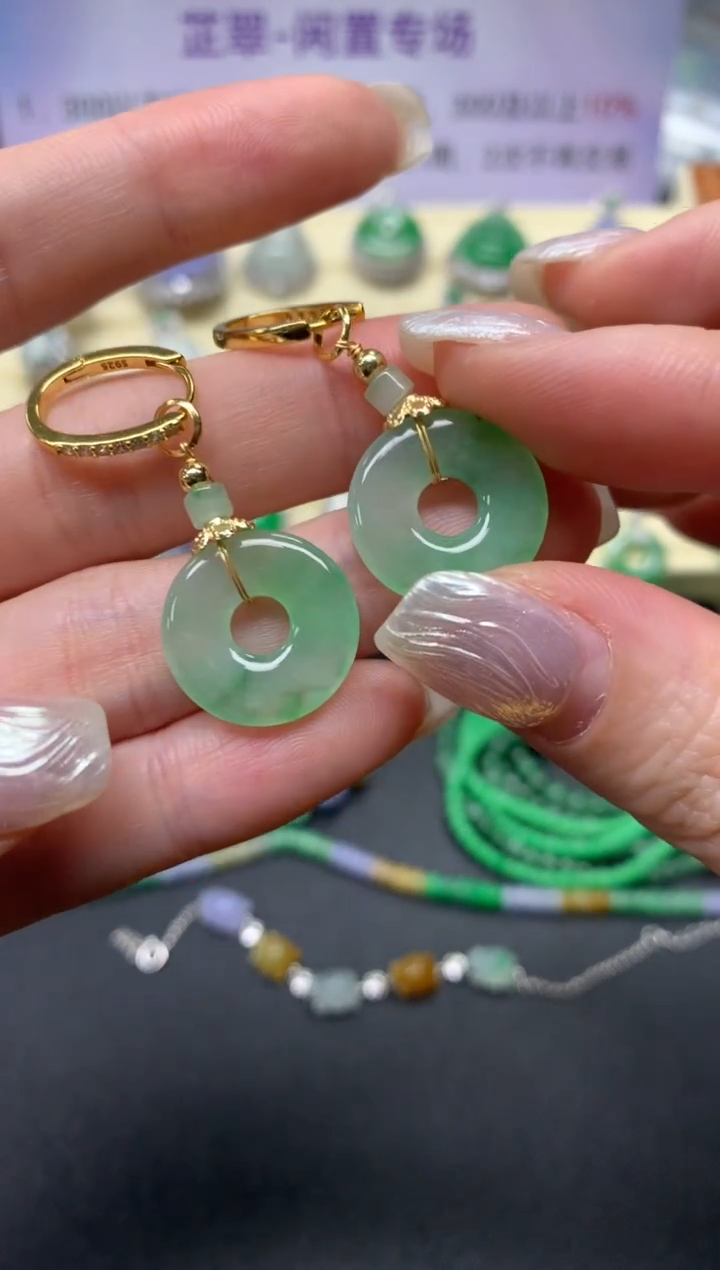 【闪购商品】翡翠耳饰银S925镶嵌耳饰|1200+120