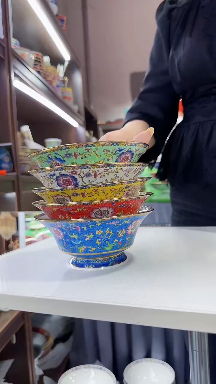 瓷片6英寸元宝碗5个景德镇陶瓷