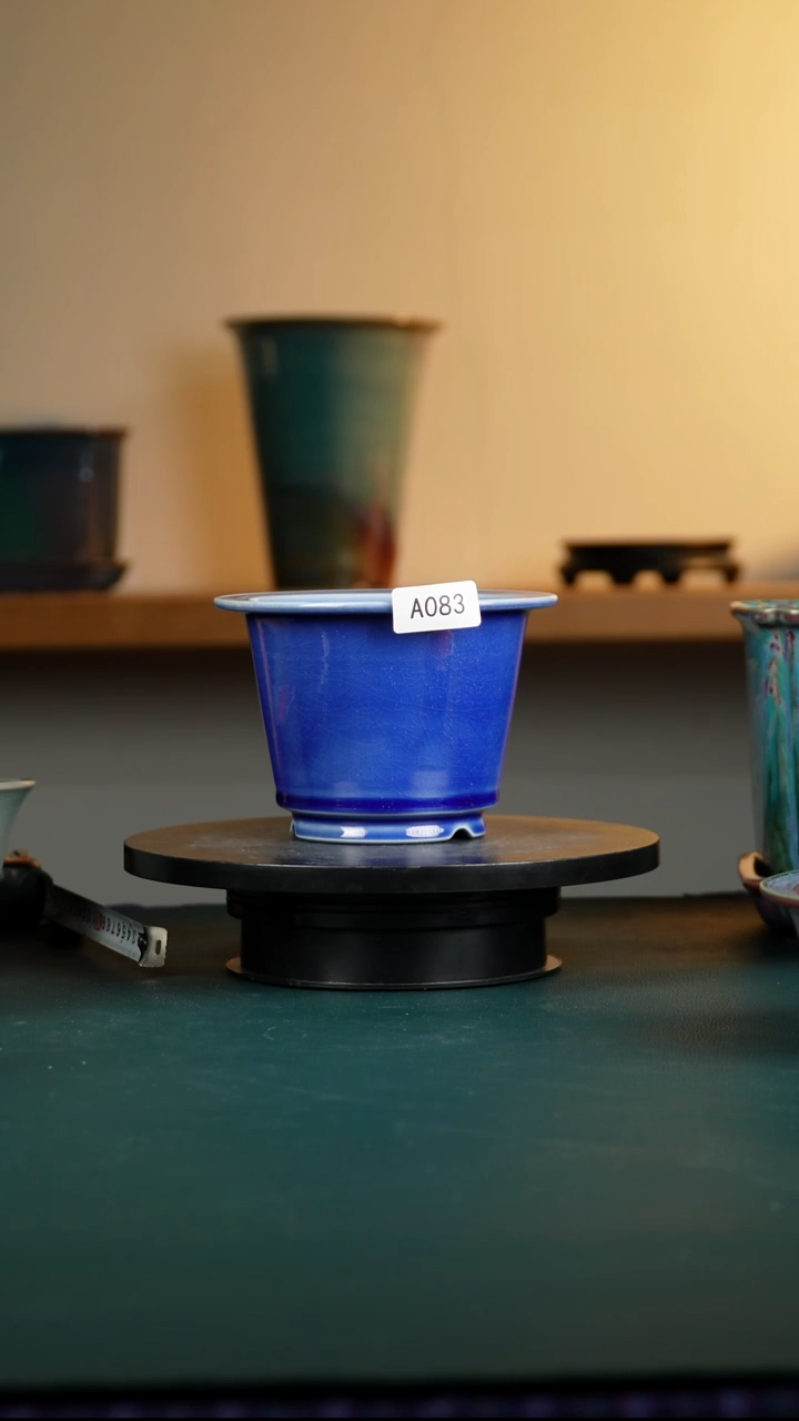 纪*083宝石蓝花盆纯手工