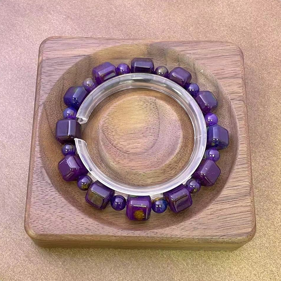 天然玉石 091 南非星空苏 紫俱来方糖珠10mm