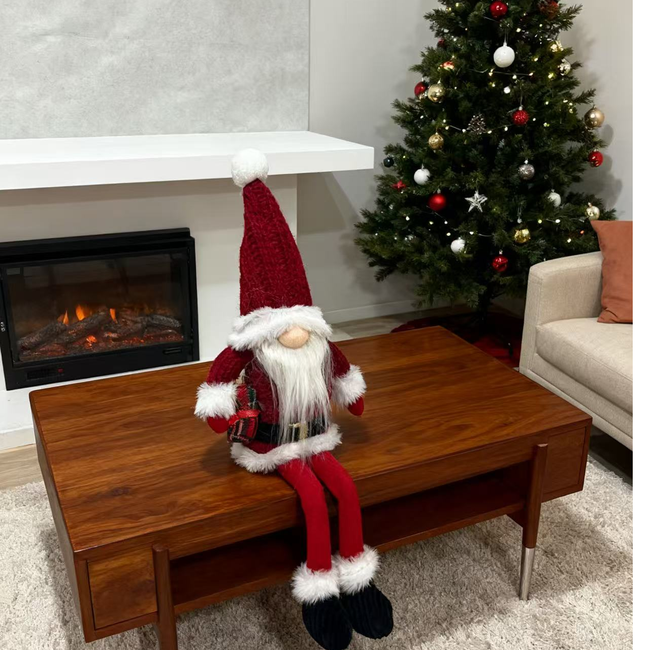 圣诞节装饰用品圣诞老人无脸娃娃公仔橱窗家用北欧风摆饰