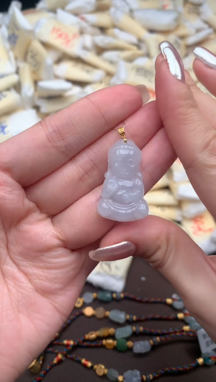 【闪购商品】翡翠挂件18K金镶嵌一