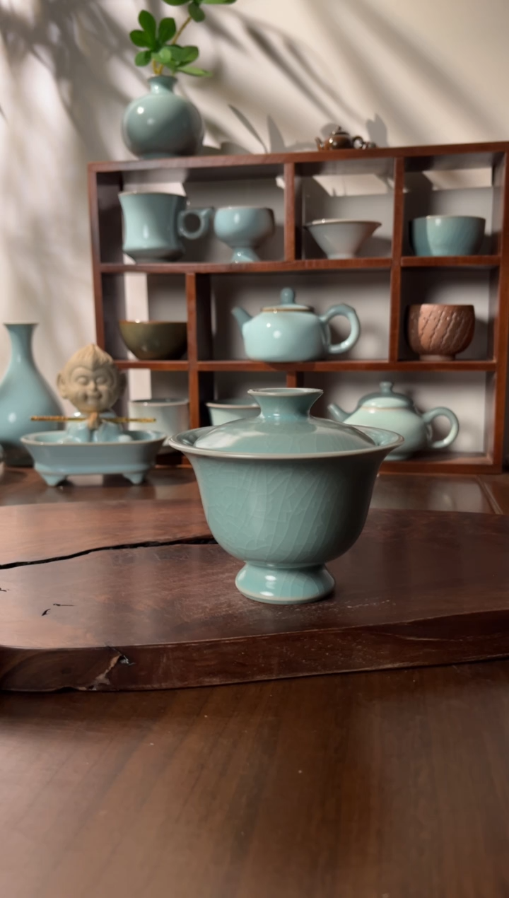 【闪购商品】壶清凉寺仿古釉色元宝二才盖碗