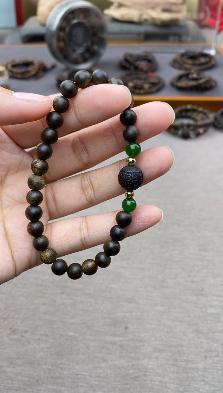 【闪购商品】沉香手串顺化紫棋06沉水+降真香1.0回纹+配饰