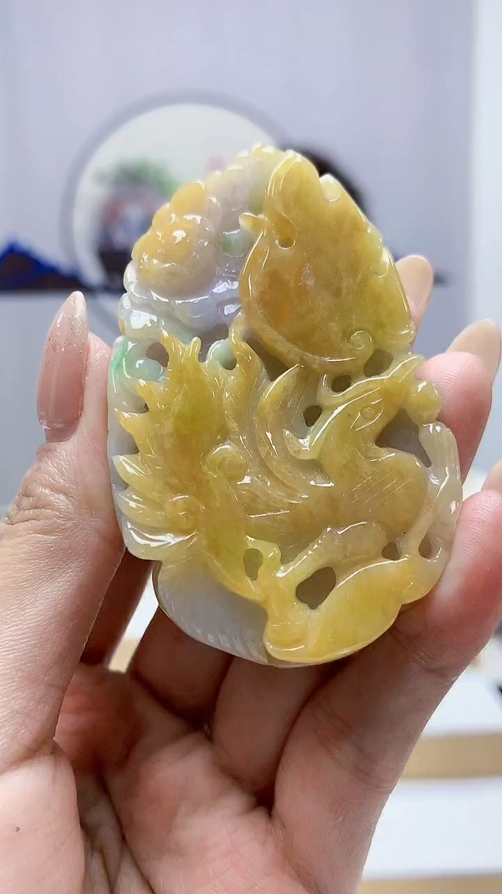 未镶嵌定制翡翠5160MM-毛货挂件114