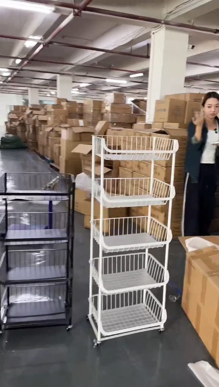 合金三层蔬果篮推车白色