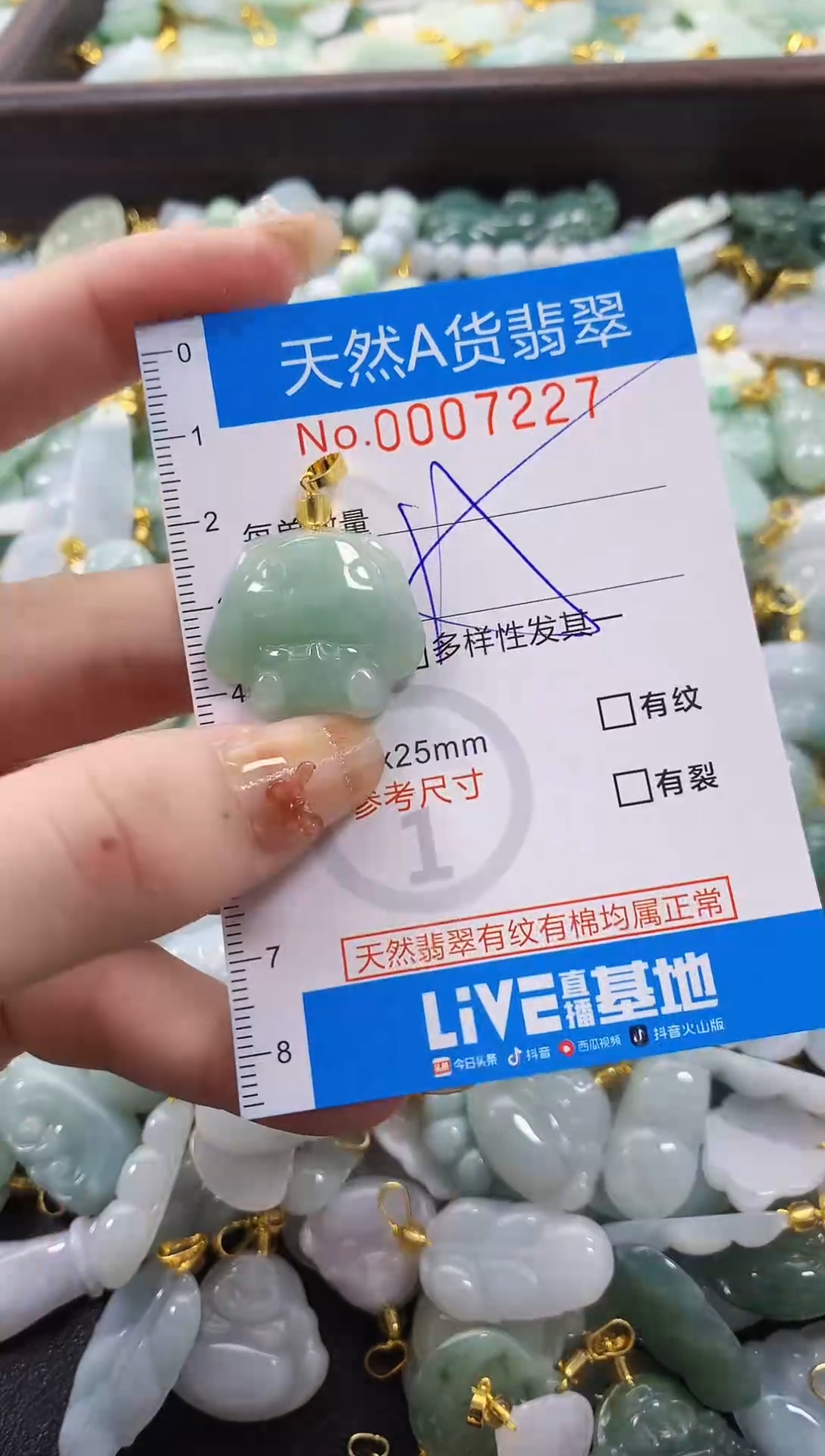 颈饰未镶嵌翡翠净货挂件-7227