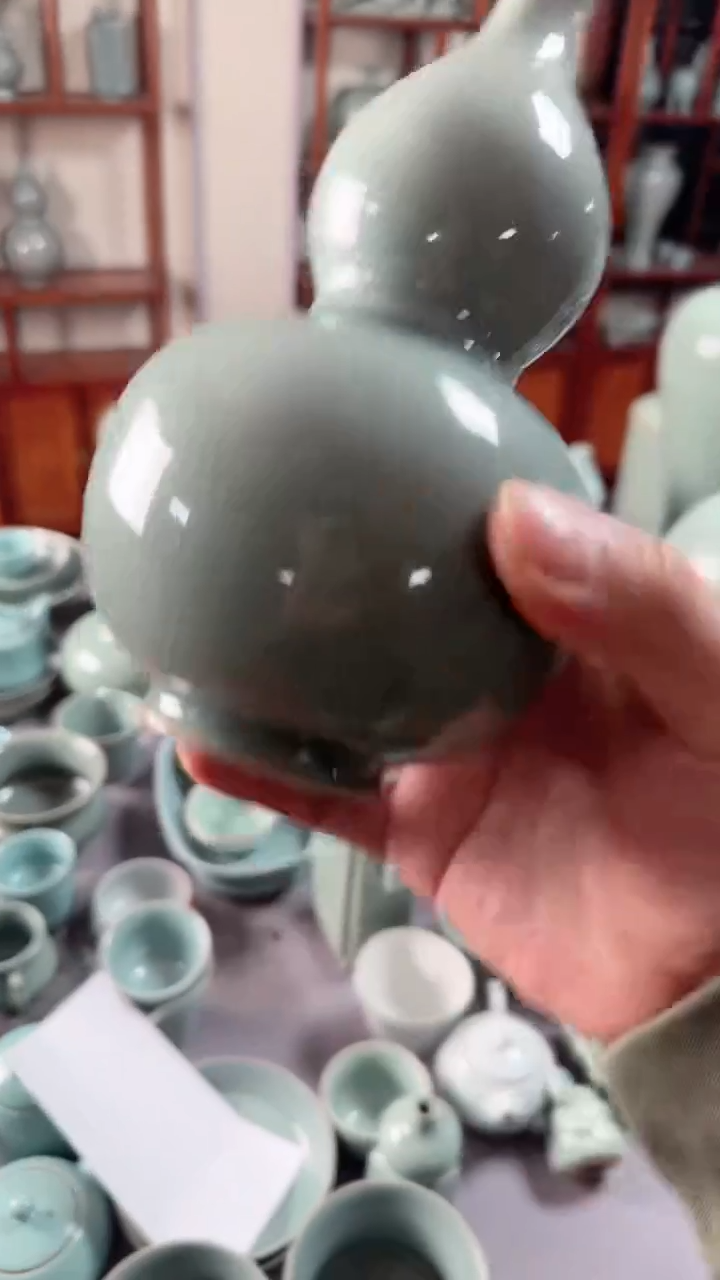 【闪购商品】杯汝瓷仿古釉葫芦瓶