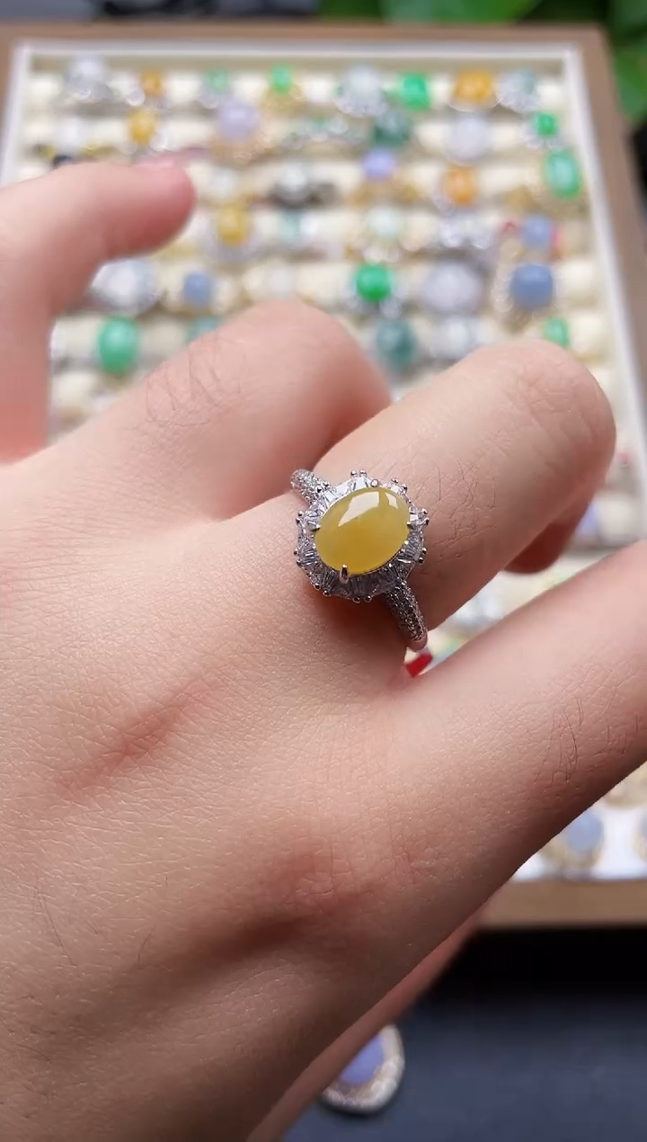 银S925镶嵌戒指翡翠122